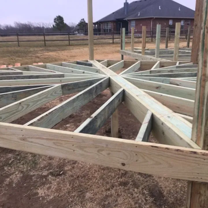 Starburst pattern deck joist framing, C&A Roofing & Construction