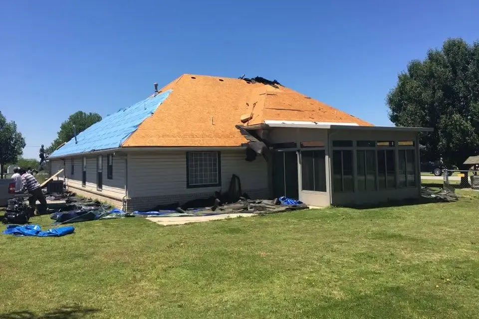Ranch house roof half decked with new OSB and underlayment, C&A Roofing & Construction