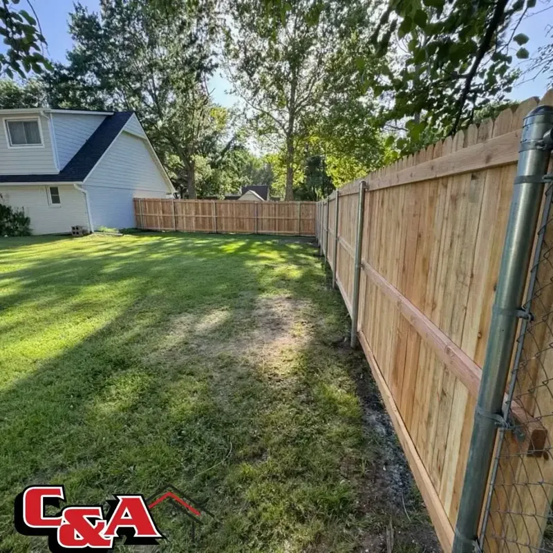 New wooden privacy fence along backyard, C&A Roofing & Construction